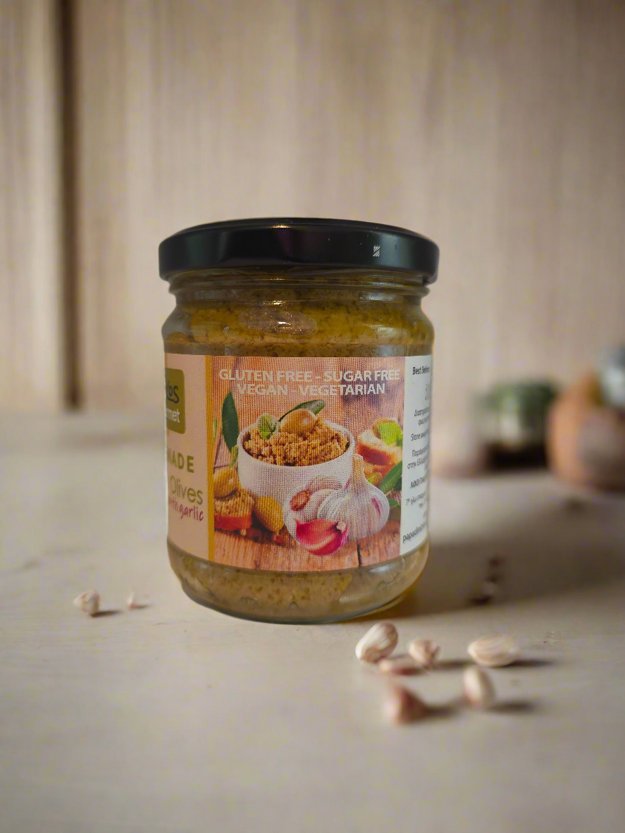 Oliventapenade / Olivenpaste aus grünen Oliven mit Knoblauch 180g