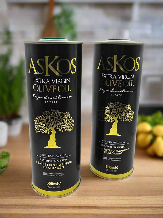 ASKOS Olivenöl Black 1 Liter (2x500ml) - Nativ extra - Koroneiki-Olive