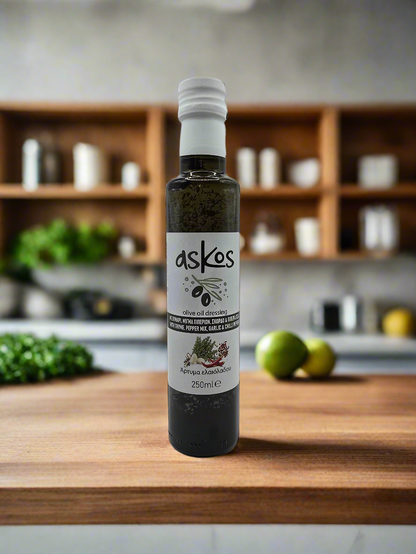 ASKOS - Olivenöl mit Thymian, Chili,  Pfeffer & Knoblauch 250ml - MHD 07/26