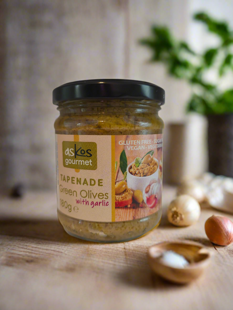 Oliventapenade / Olivenpaste aus grünen Oliven mit Knoblauch 180g