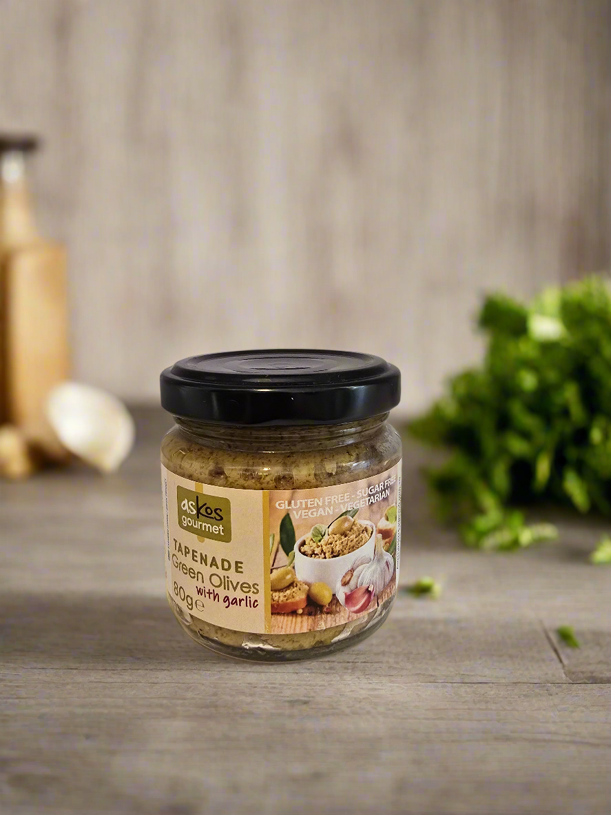 Oliventapenade / Olivenpaste aus grünen Oliven mit Knoblauch 80g